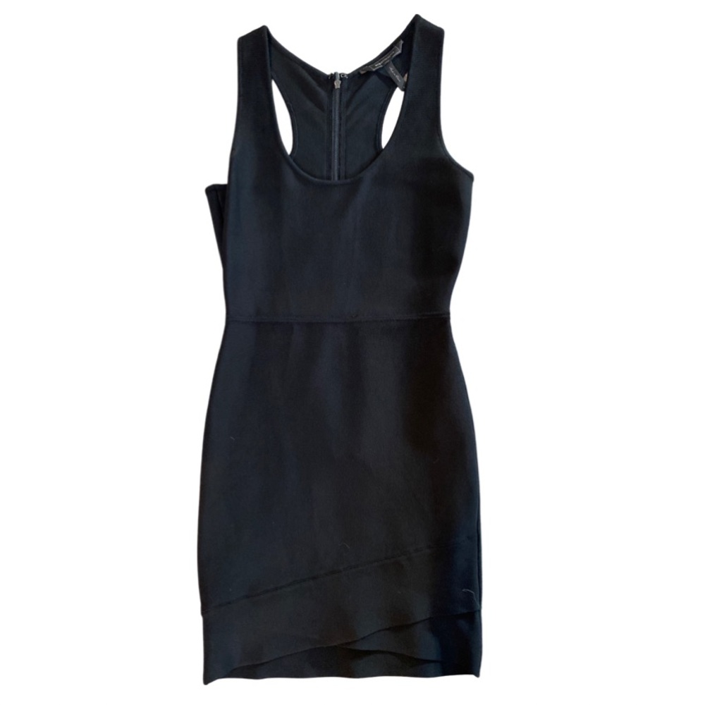 BCBGMaxAzria black bondage mini dress